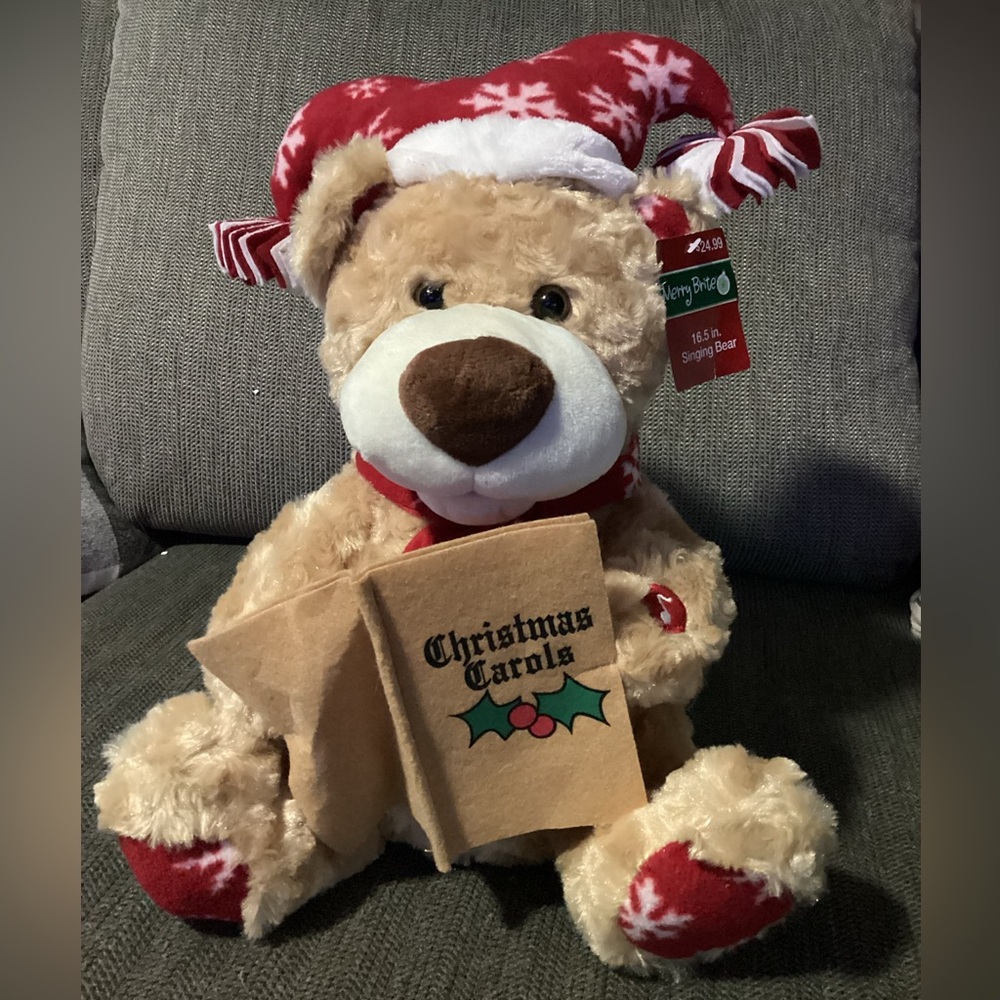 Merry Brite Animated 16.5” Singing Bear Sings "I Just Can't Wait Till Christmas"